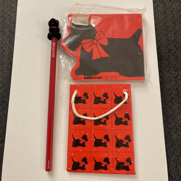 Vintage Scottie Dog Terrier Lot Pencil Paper Pad And Bag C7 - Picture 1 of 3